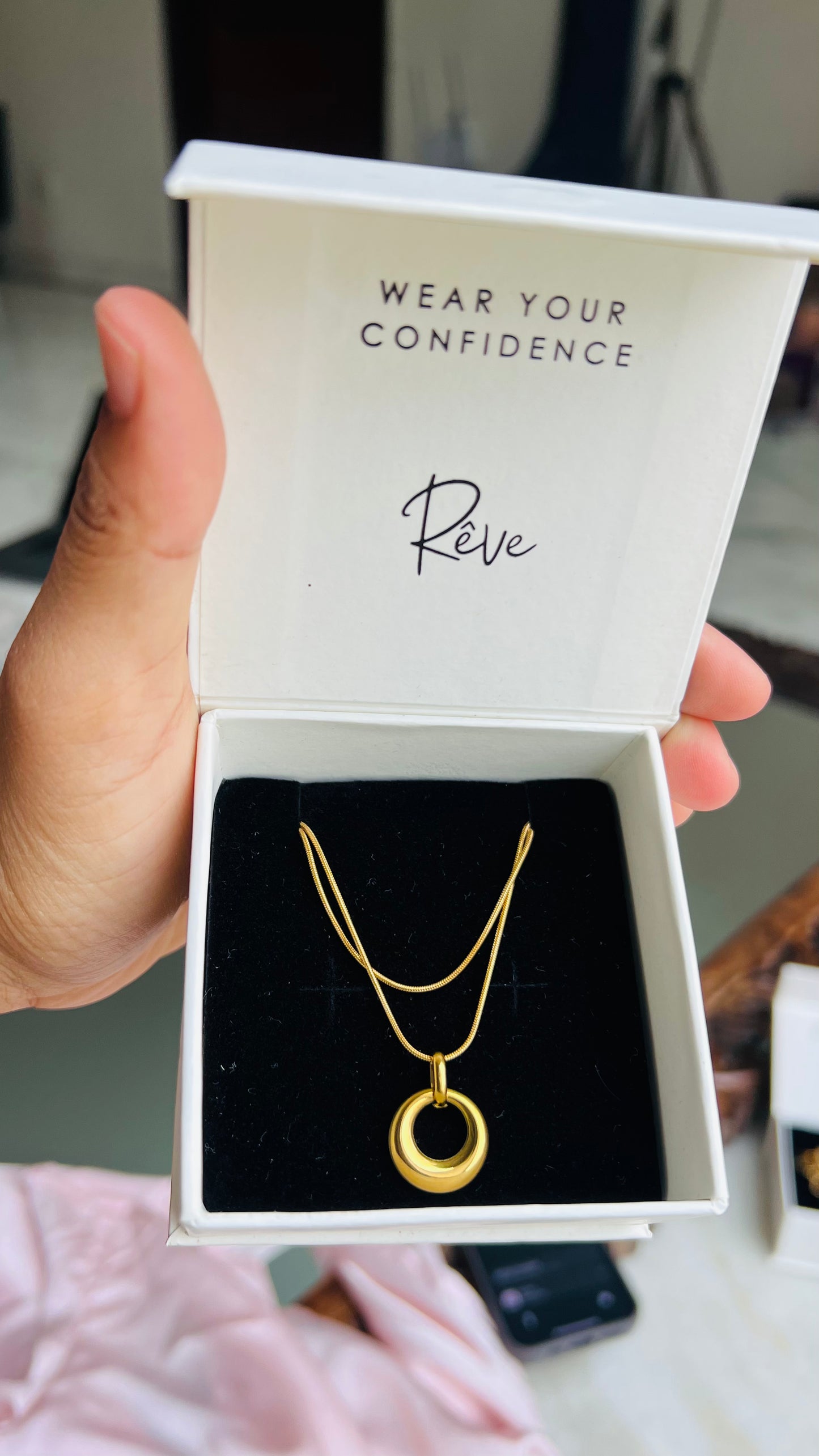 The Golden Orbit – Dual Circle Pendant Necklace